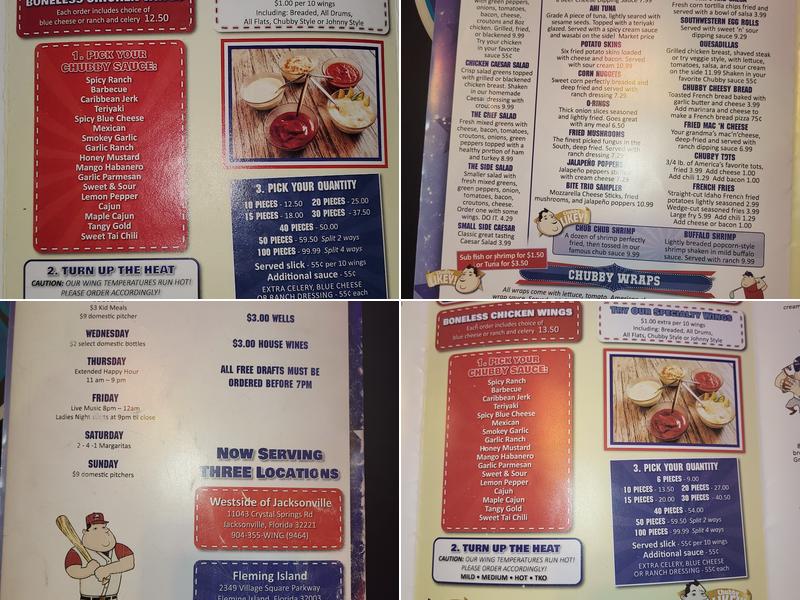 Mr. Chubby's Wings Menu