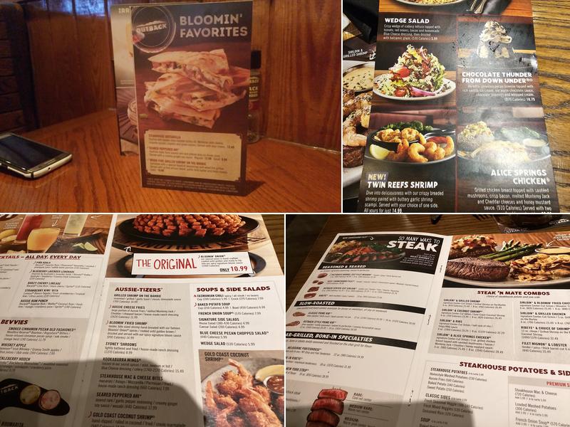 Outback Steakhouse Menu