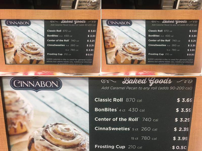Cinnabon Menu