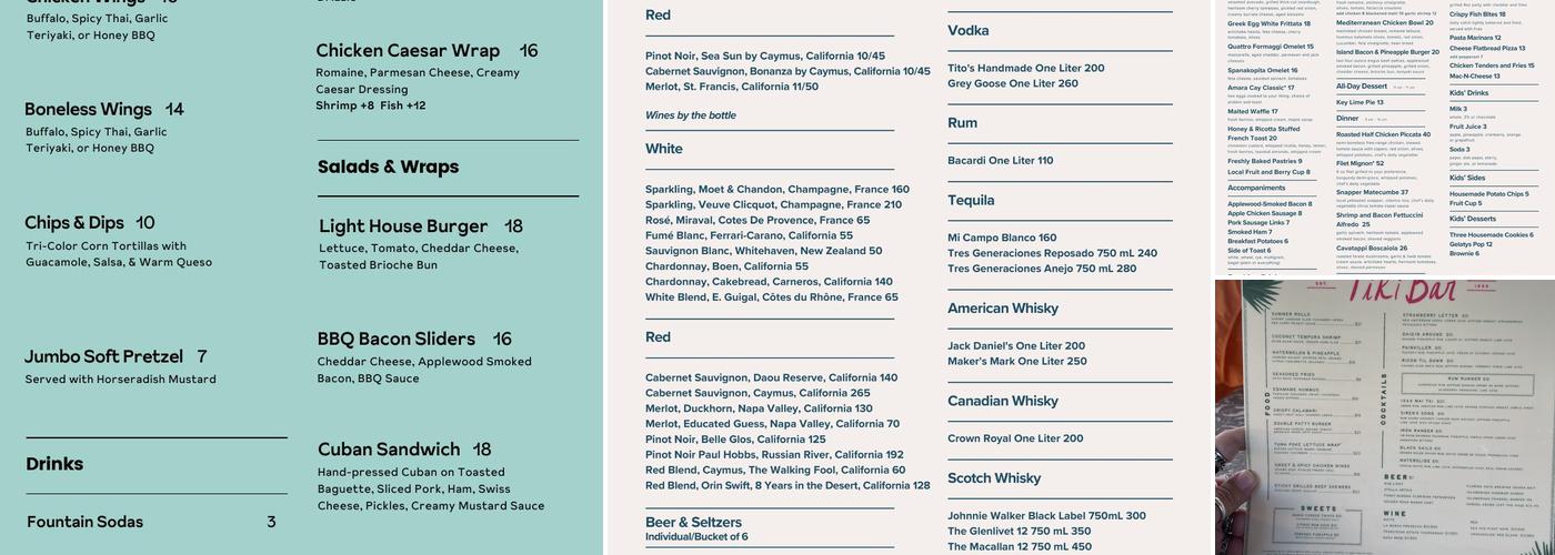 Tiki Bar Menu