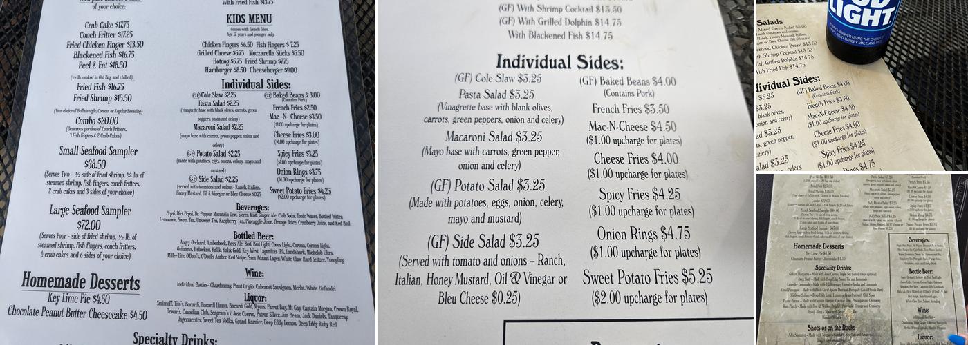 Alabama Jacks Menu