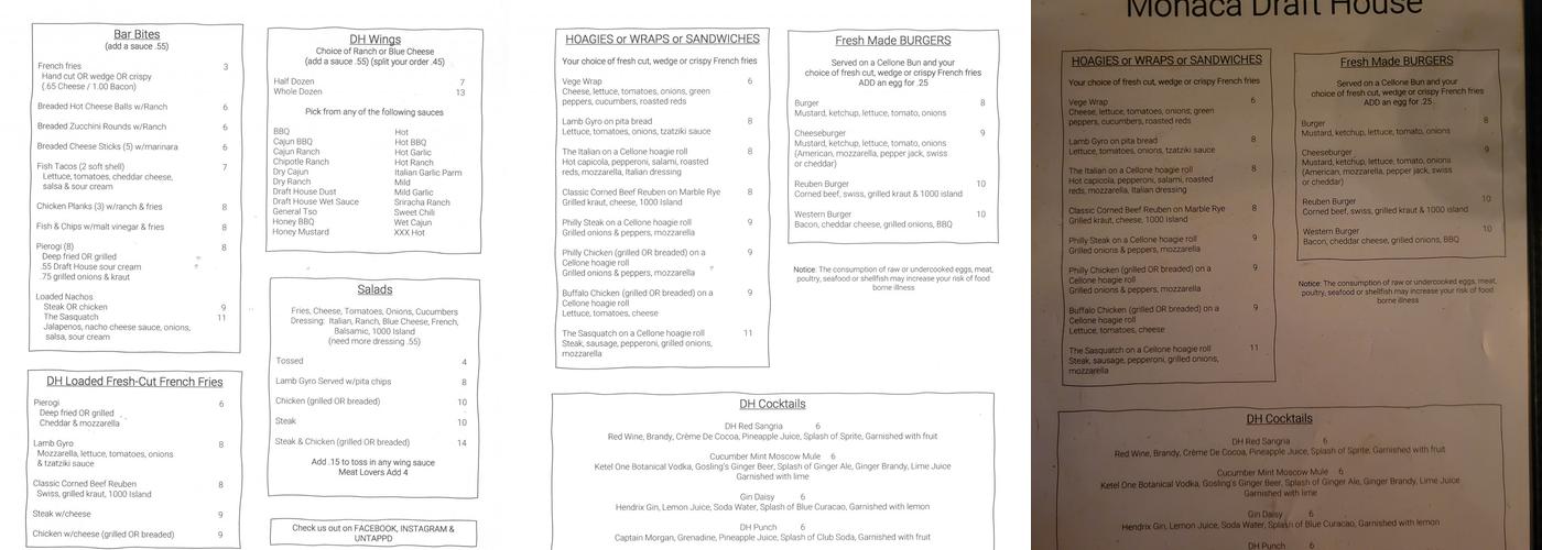 Draft House Menu