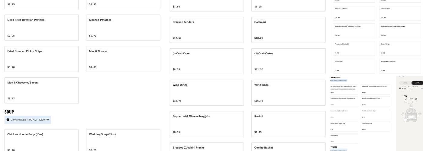 Conway Lounge Menu