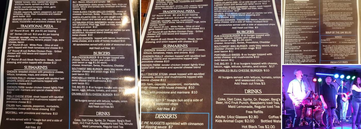 The Tonidale Pub Menu