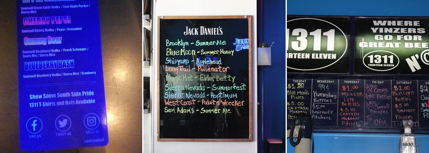 Thirteen Eleven 1311 Menu