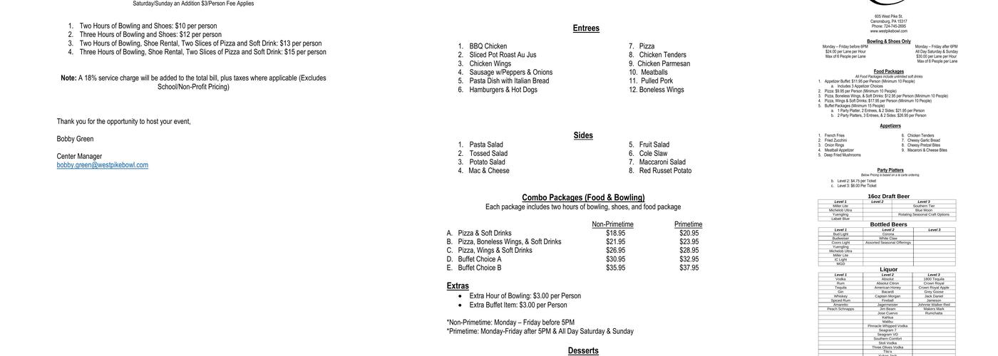 Ottos Pub Menu
