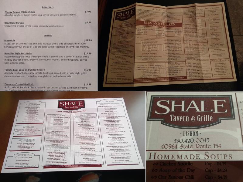 Shale Tavern & Grille Menu