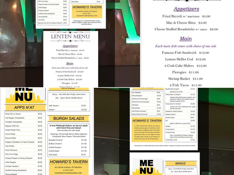 Howard's Tavern Menu