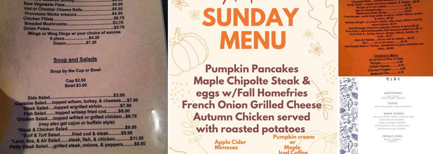 Lance's Port & Pub Menu