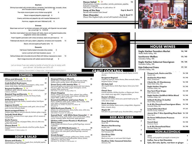 The Lounge at d'Vine Bistro Menu
