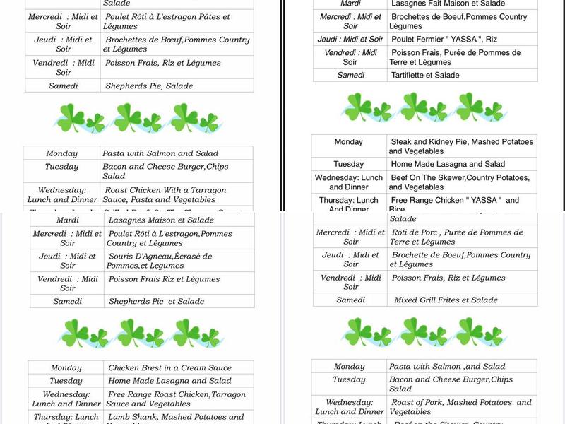 Paddy's Pub Menu