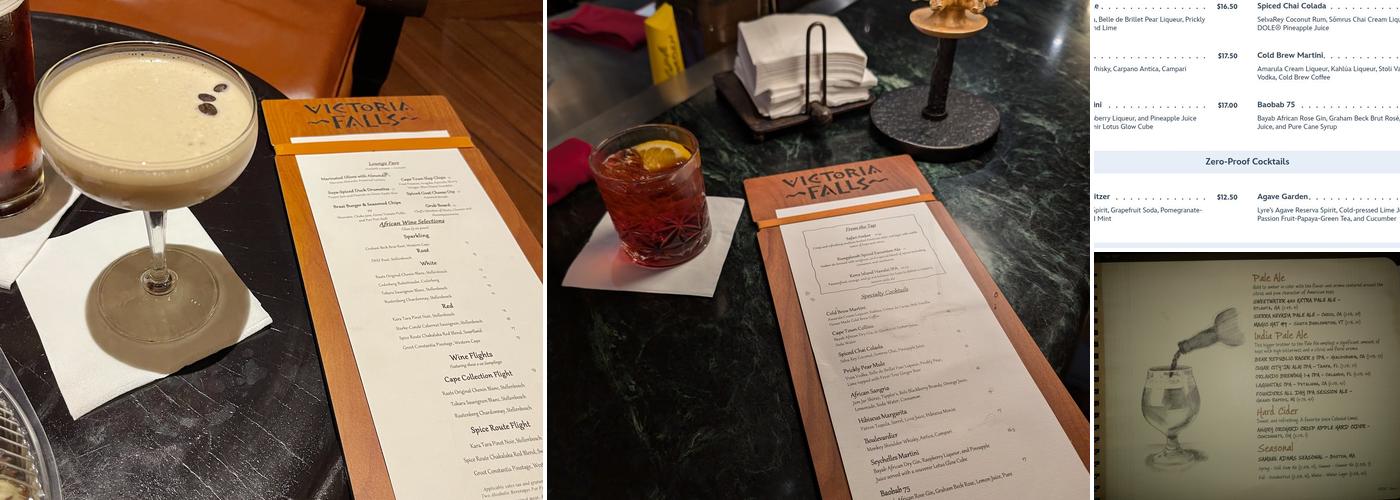 Victoria Falls Lounge Menu