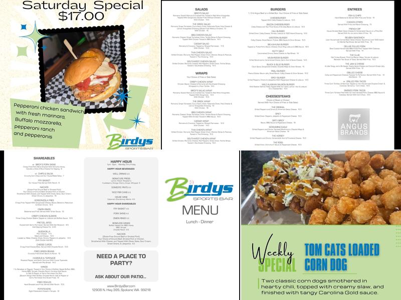 Birdy's Sports Bar Menu