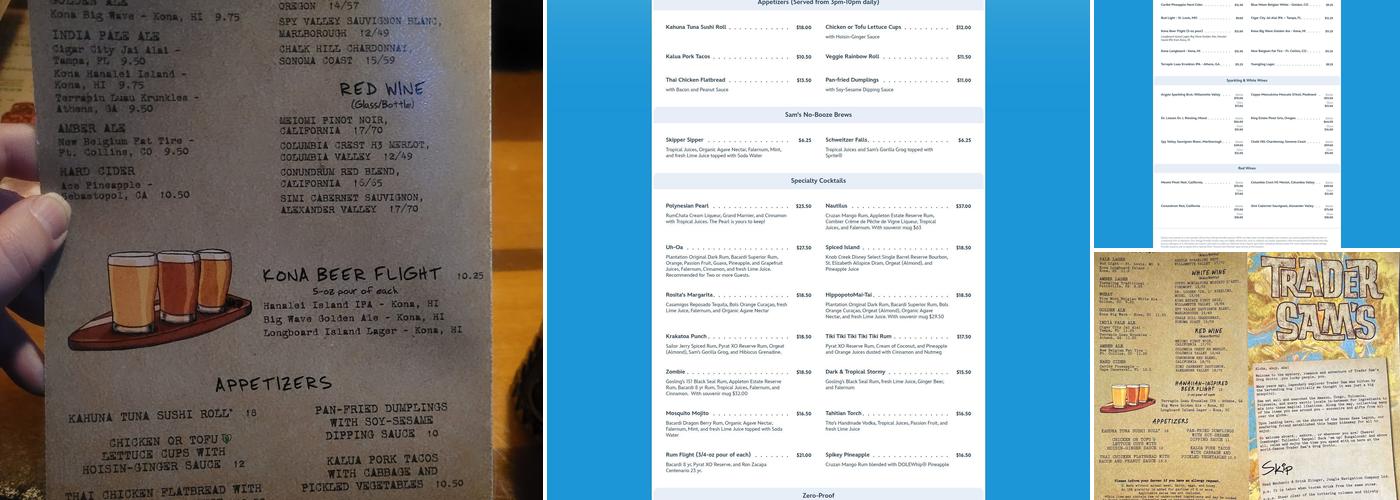 Trader Sam's Grog Grotto Menu