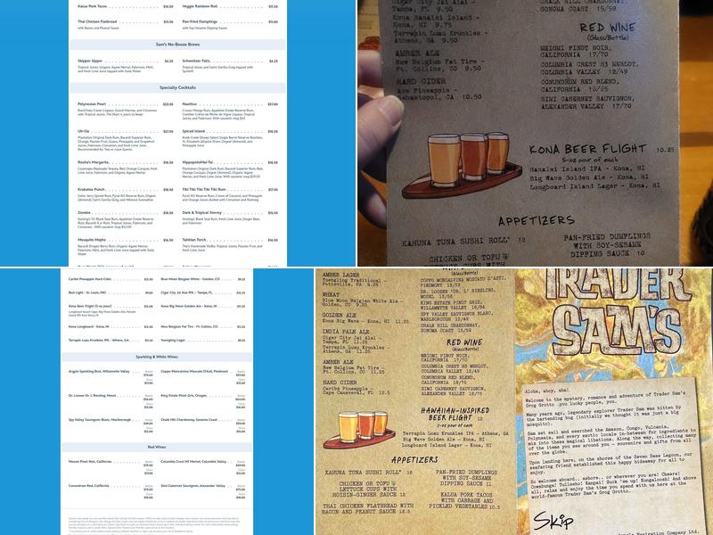 Trader Sam's Grog Grotto Menu