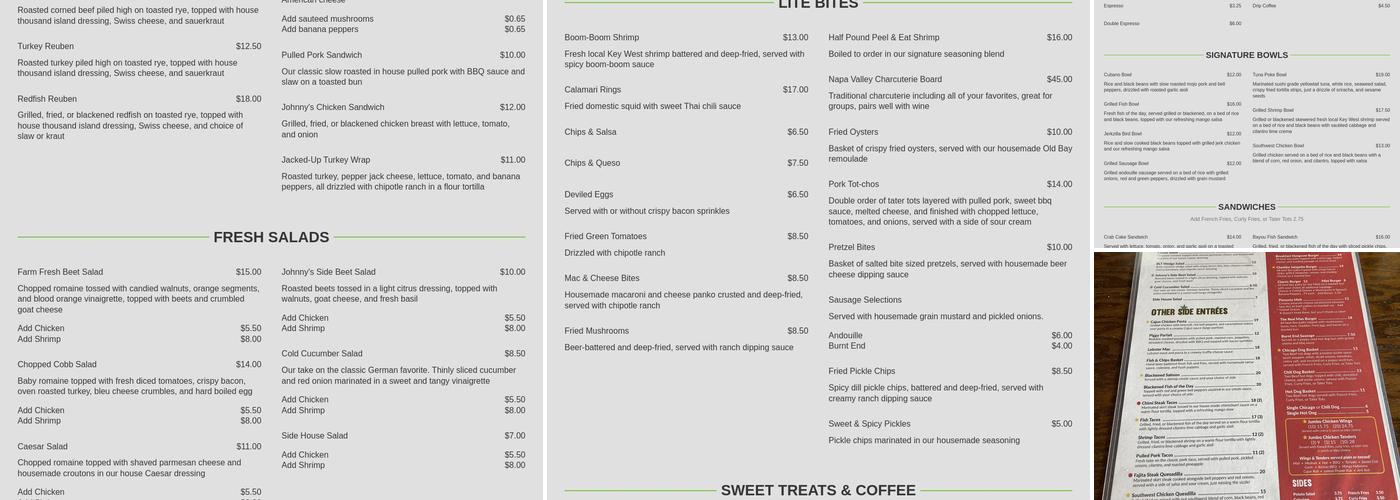 Johnny's Other Side Menu