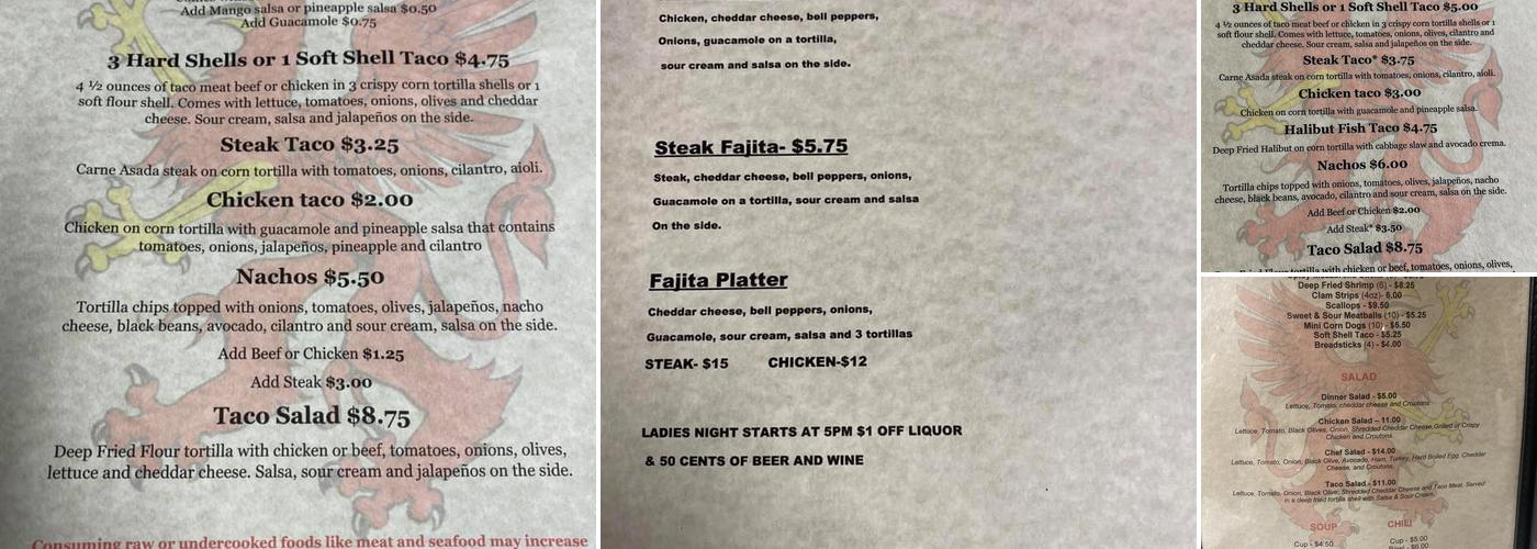 Cedar Side Inn Menu