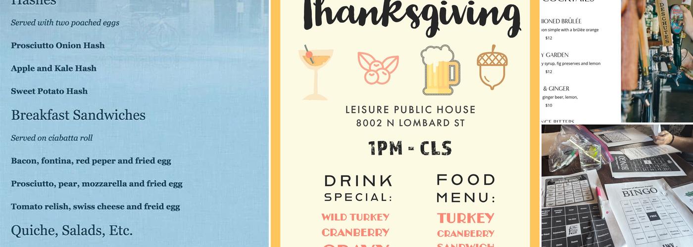 Leisure Public House Menu