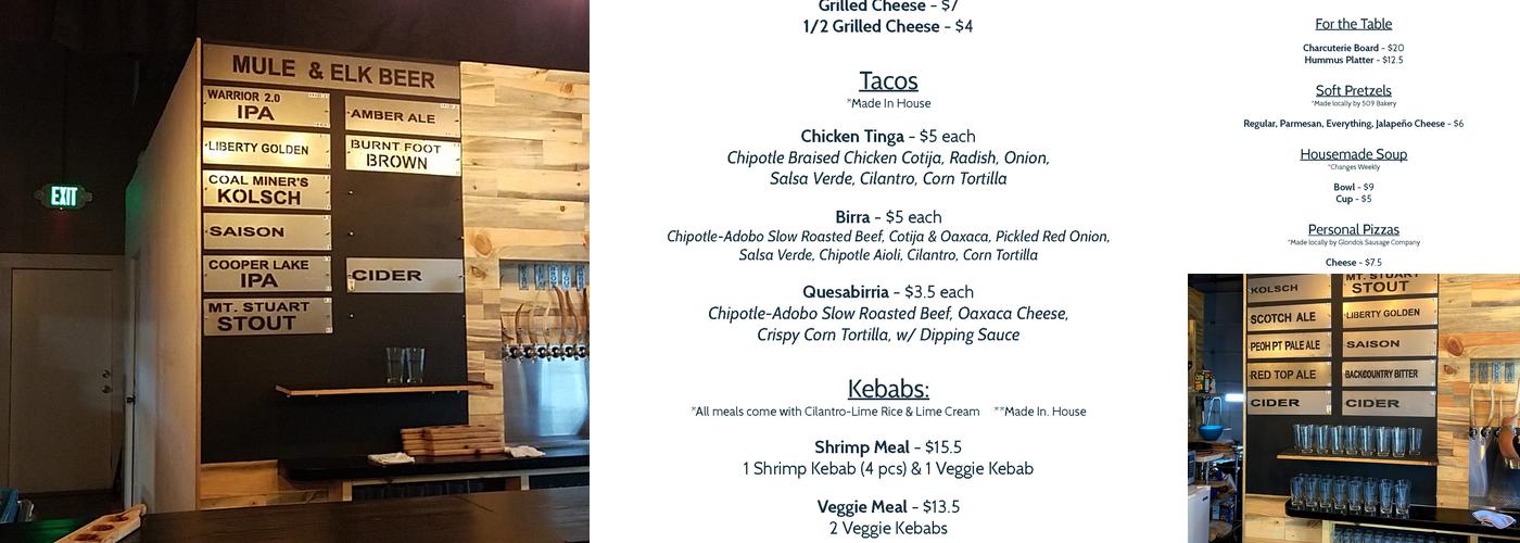 Mule & Elk Brewing Menu