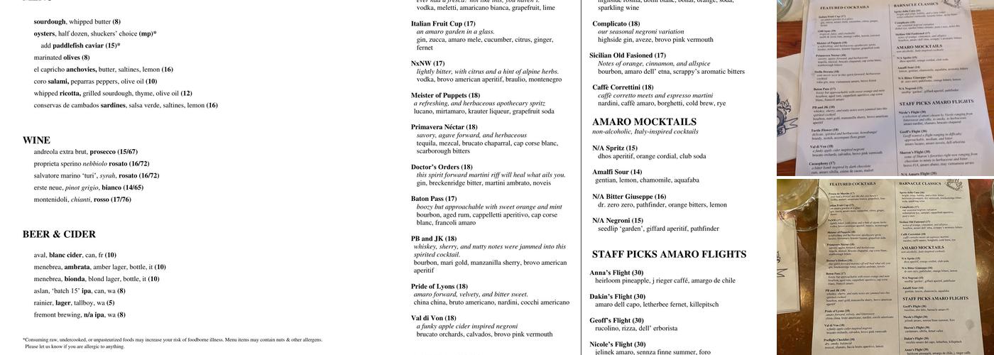 Barnacle Menu