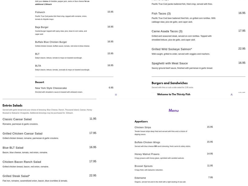 Thirsty Fish Menu