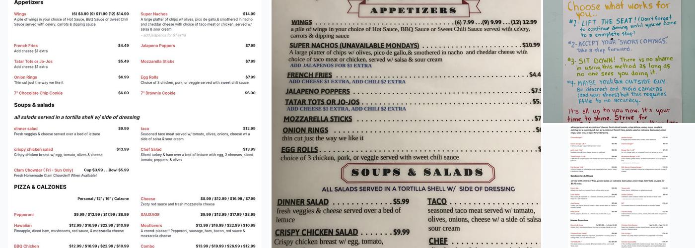 Scooters Pub on 94th Menu