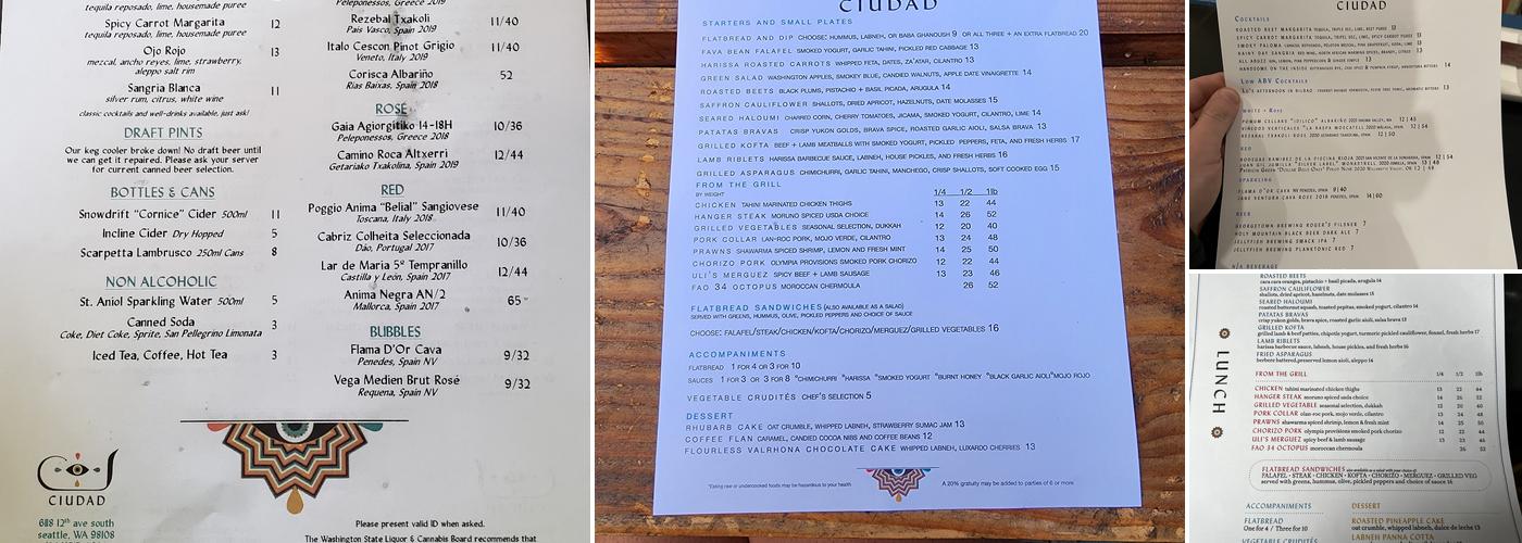 Ciudad Menu