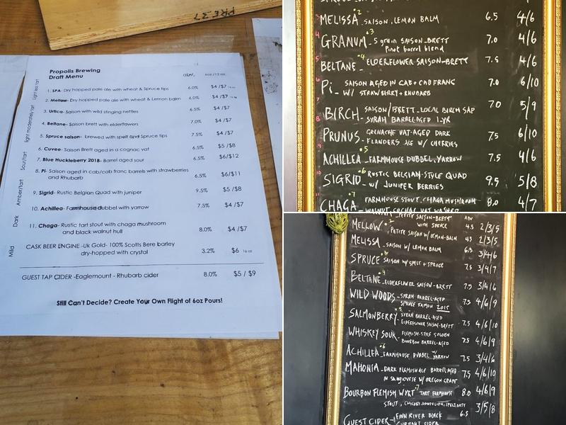 Propolis Brewing Menu