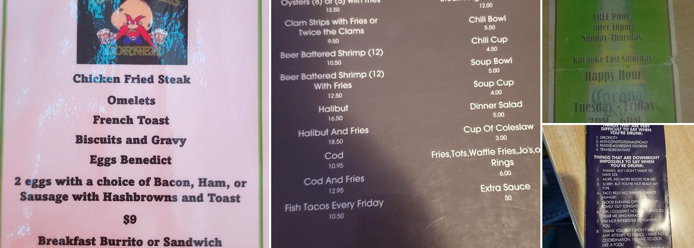 Character's Corner Menu