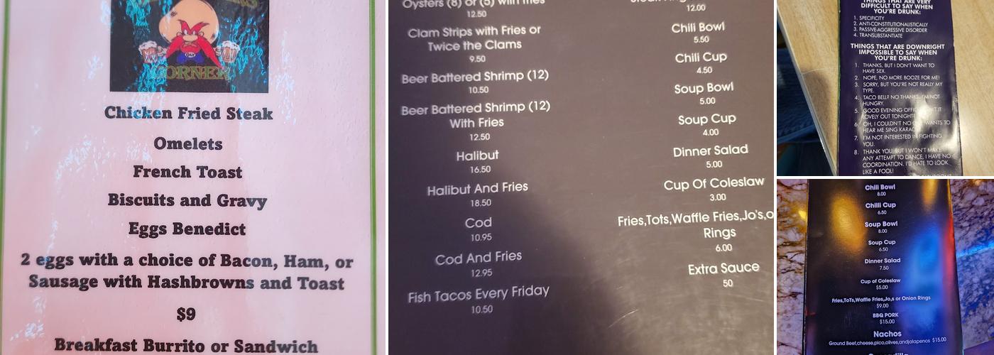 Character's Corner Menu