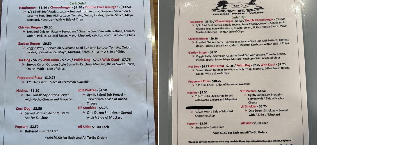 Doc's Tavern Menu