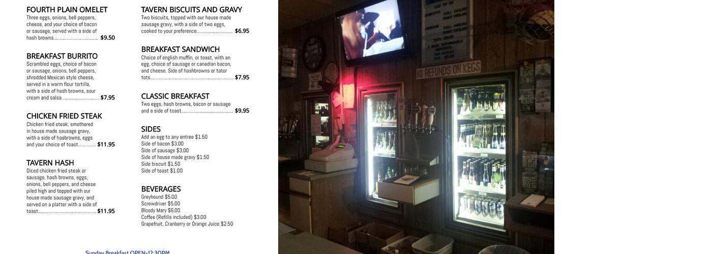 4th Plain Bar & Grill Menu