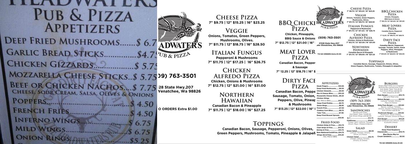 Headwaters Bar and Restaurant Menu