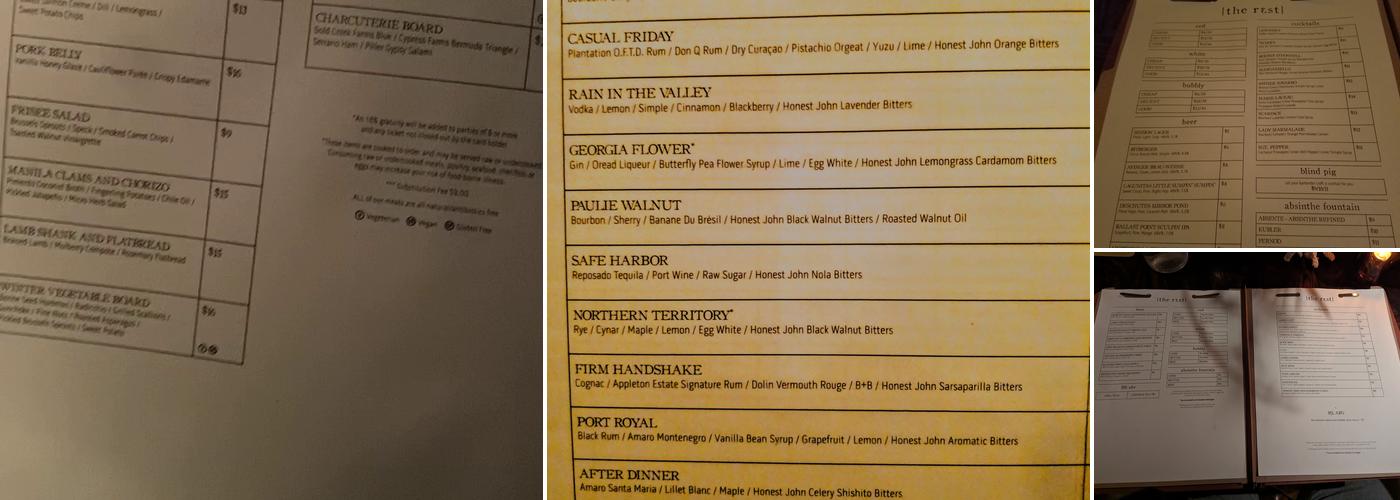 Bodega and The Rest Menu