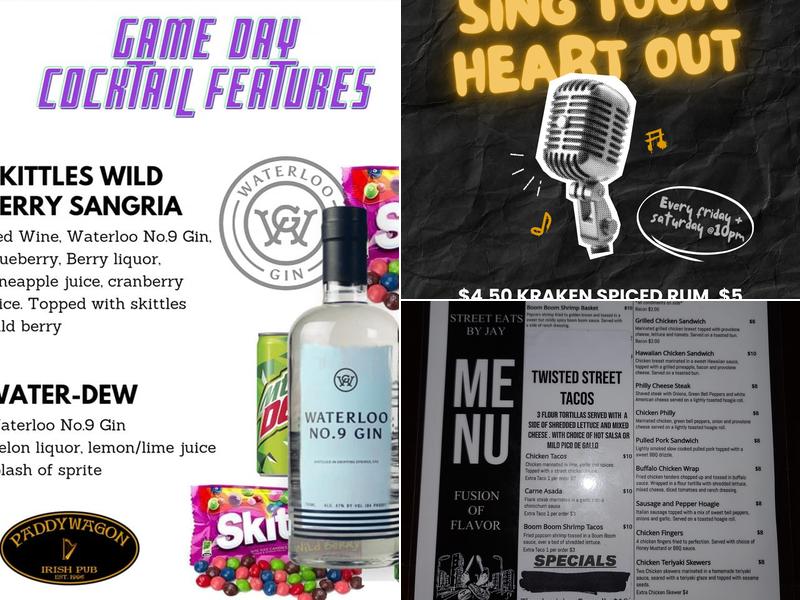 Paddywagon Irish Pub Davenport Menu