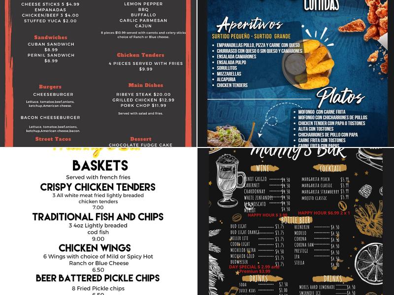Manny’s Bar - Latin Food Menu