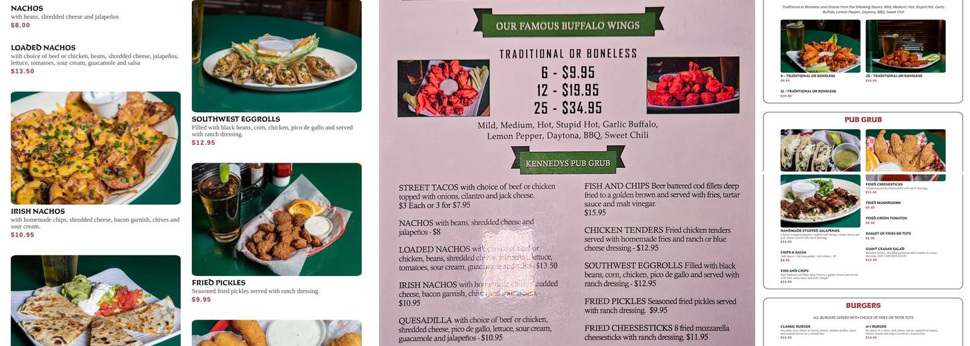 Kennedy's Public House Menu