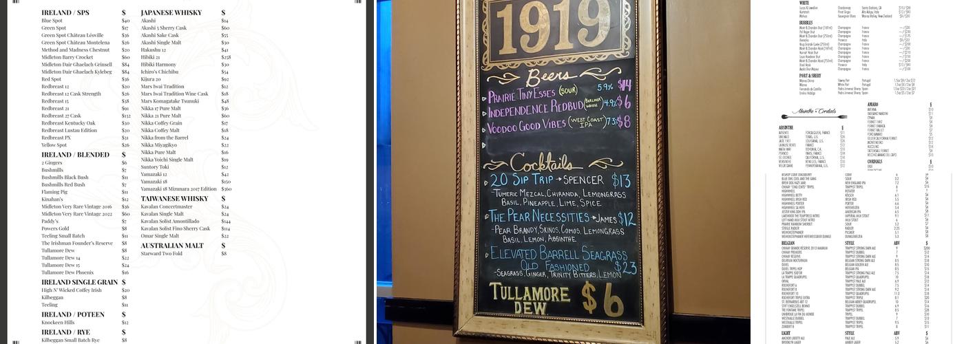 Bar 1919 Menu