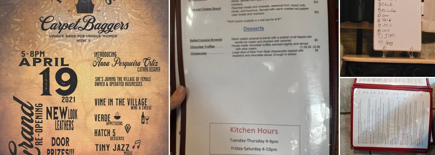 Vine in the Village Menu