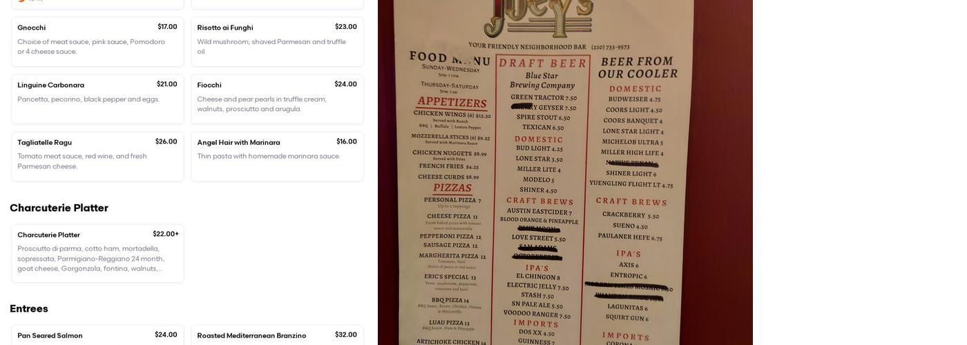 Joey's Menu