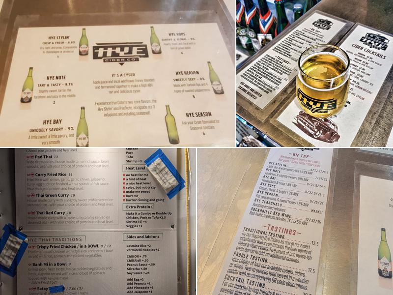 Hye Cider Company Menu