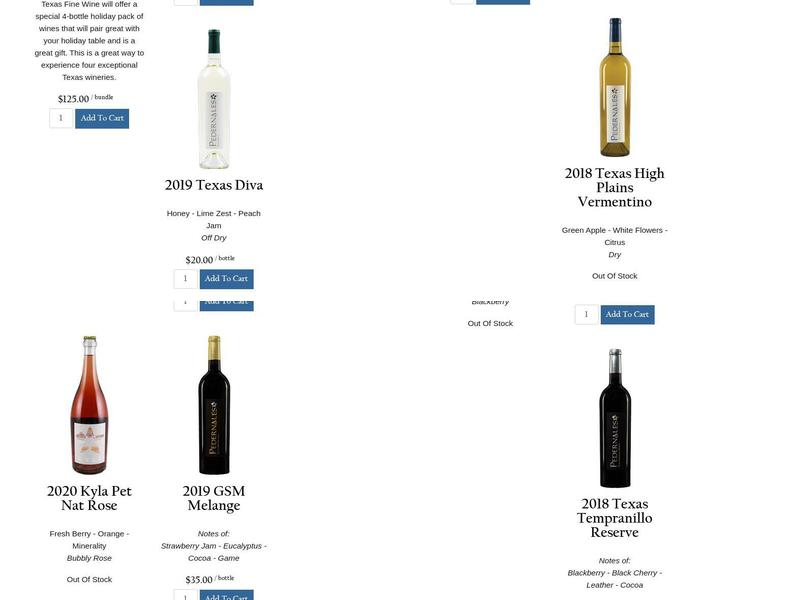 Pedernales Cellars Menu