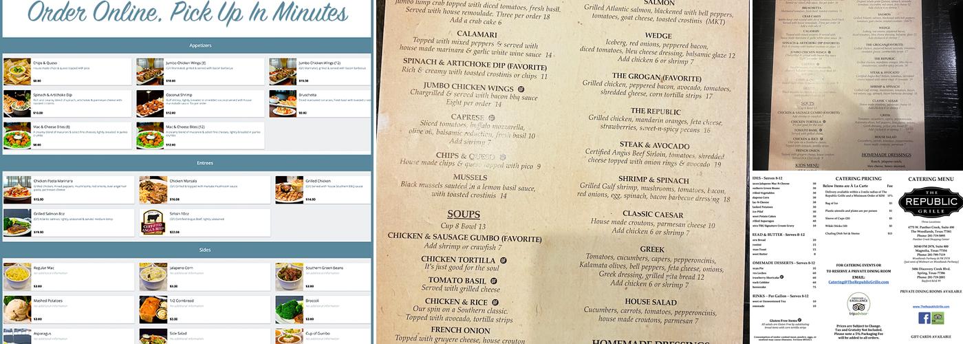 The Republic Grille Menu