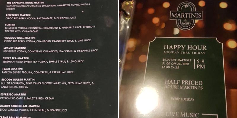 Martinis & More Menu