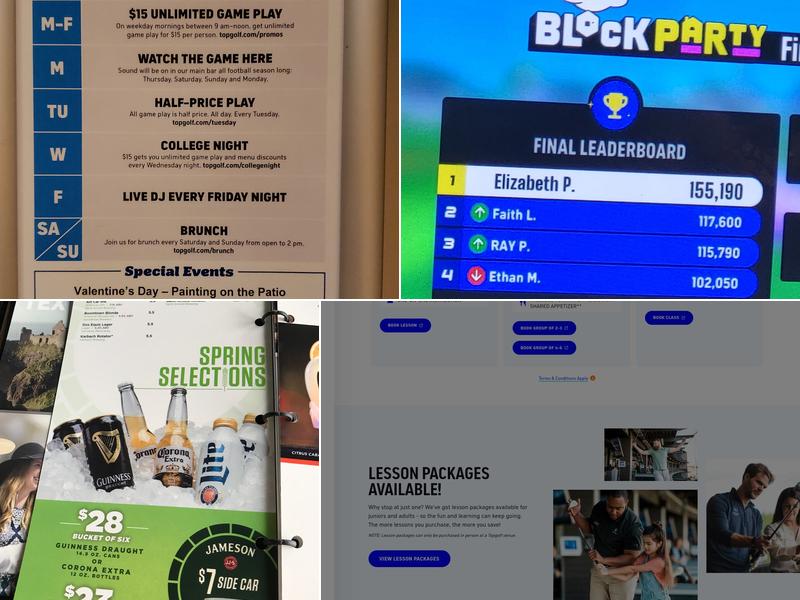 Topgolf Spring Menu