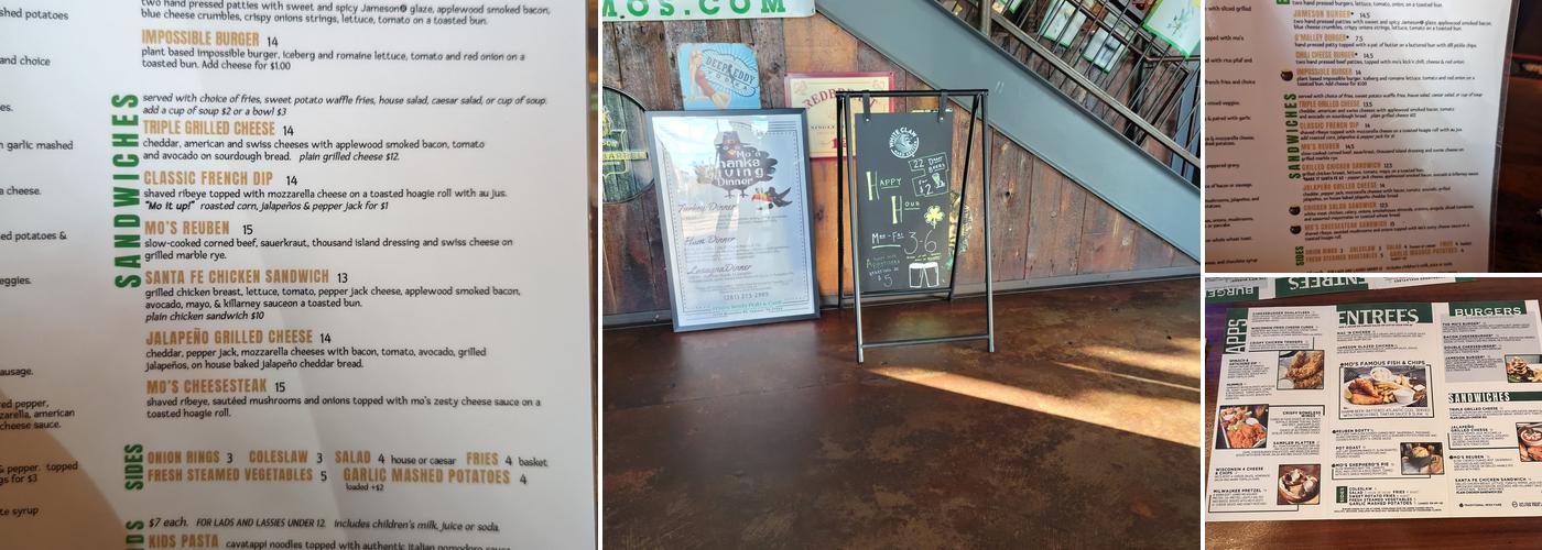 Mo's Irish Pub Cypress Menu