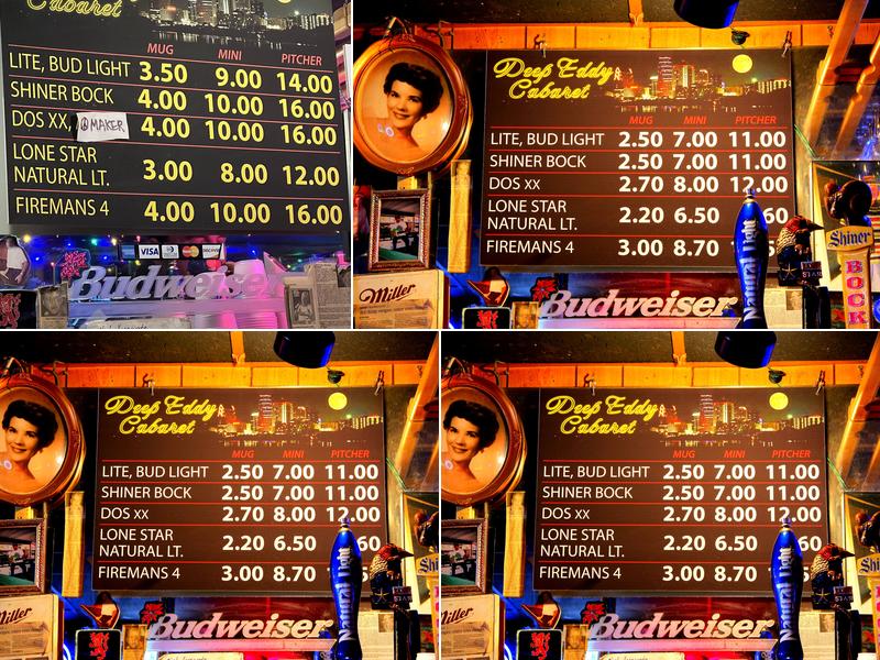 Deep Eddy Cabaret Menu