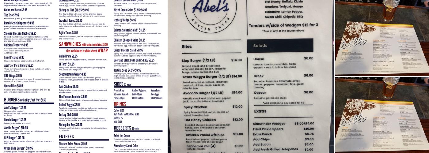 Cain & Abel's Menu