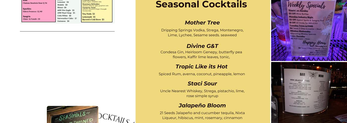 The Butterfly Bar @ The VORTEX Menu