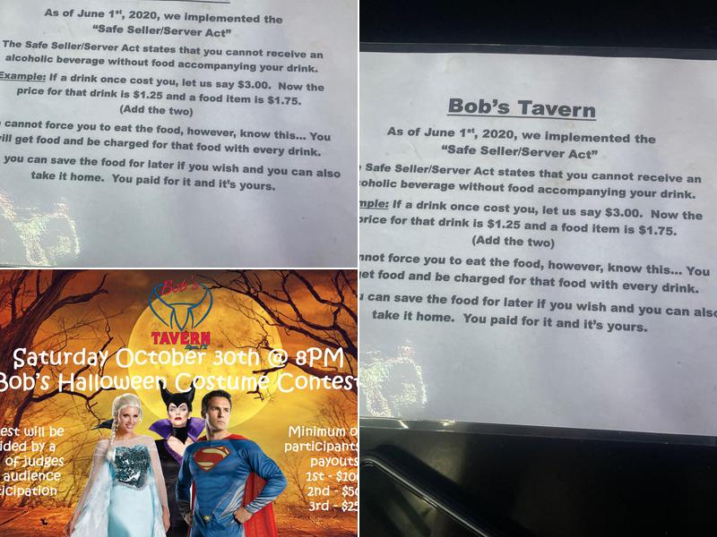 Bobs Blue Collar Tavern Menu